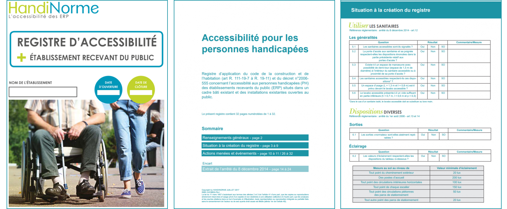 Registre d'accessibilité en format papier par Handinorme